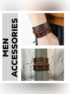 🌟🌟 Men’s Genuine Leather layered Bracelet